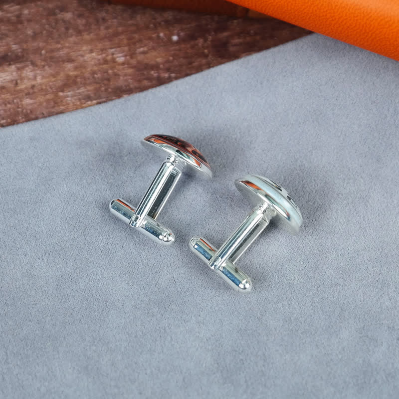 1 Pair Custom Photo & Name Round Shape Suit Cufflinks