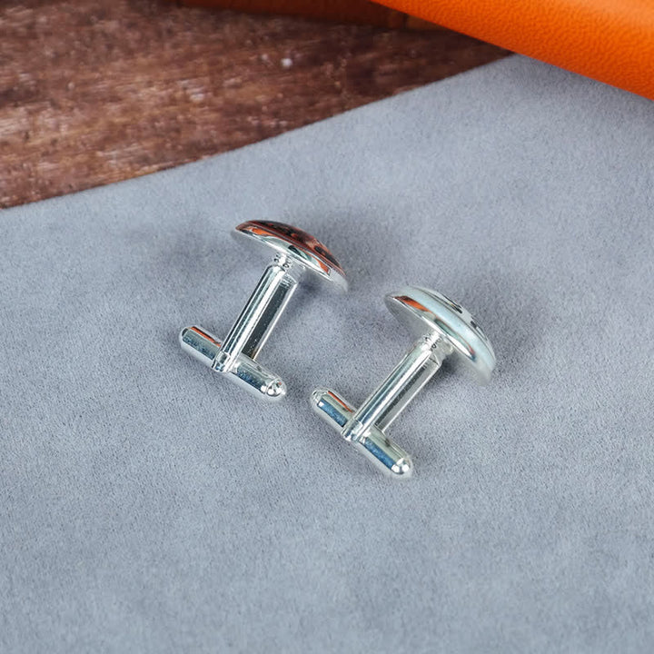 1 Pair Custom Photo & Name Round Shape Suit Cufflinks