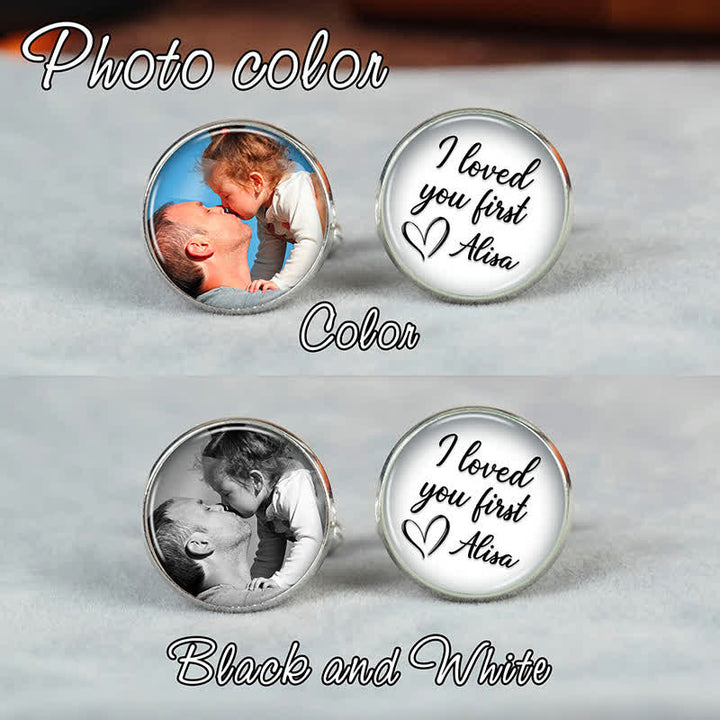 1 Pair Custom Photo & Name Round Shape Suit Cufflinks