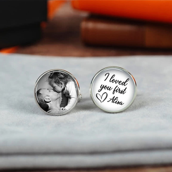 1 Pair Custom Photo & Name Round Shape Suit Cufflinks