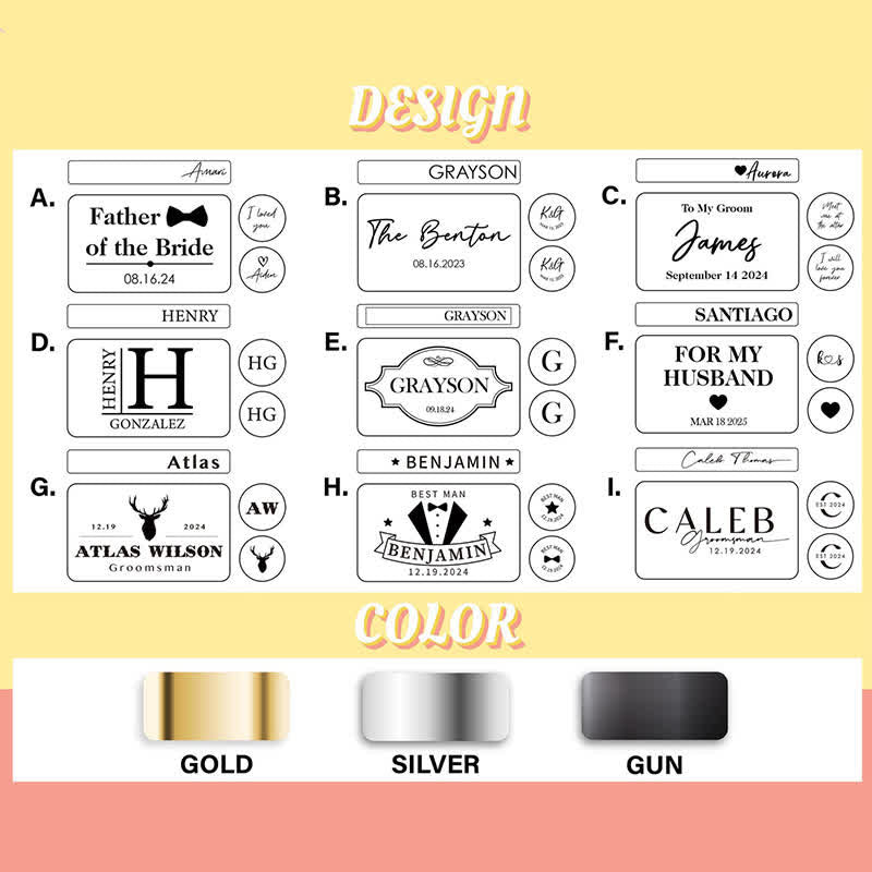 1 Pair Custom Name Metal Cufflinks & Tie Clip Set - image 3