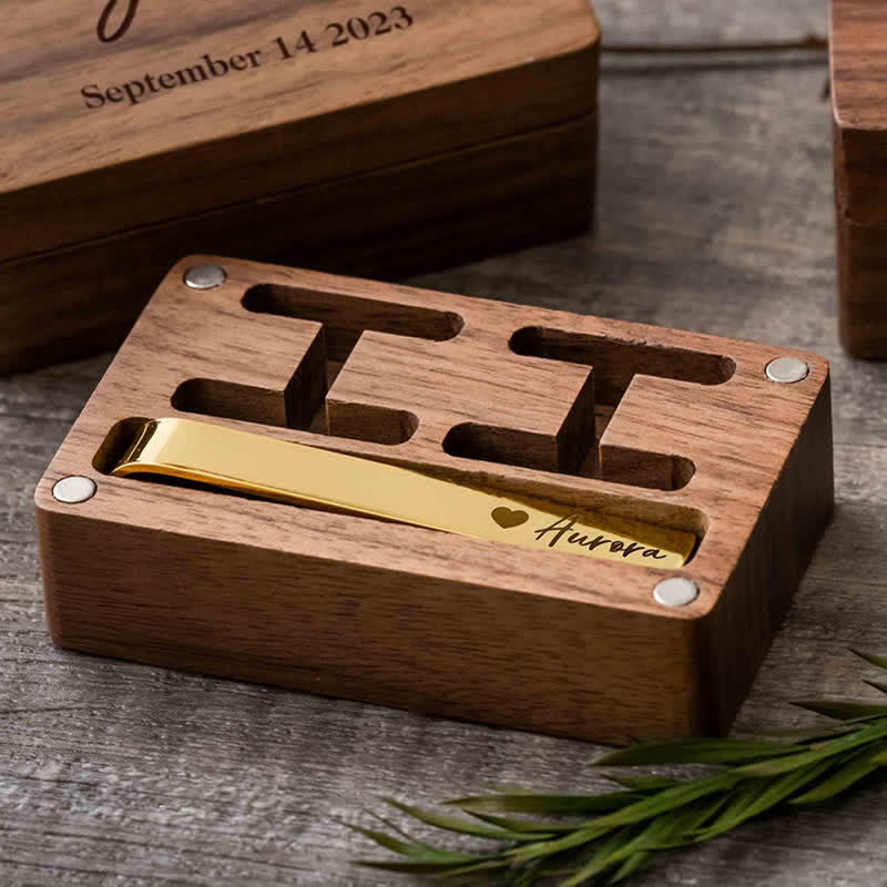 1 Pair Custom Name Metal Cufflinks & Tie Clip Set - image 4