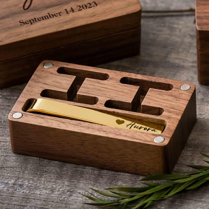 1 Pair Custom Name Metal Cufflinks & Tie Clip Set - image 4