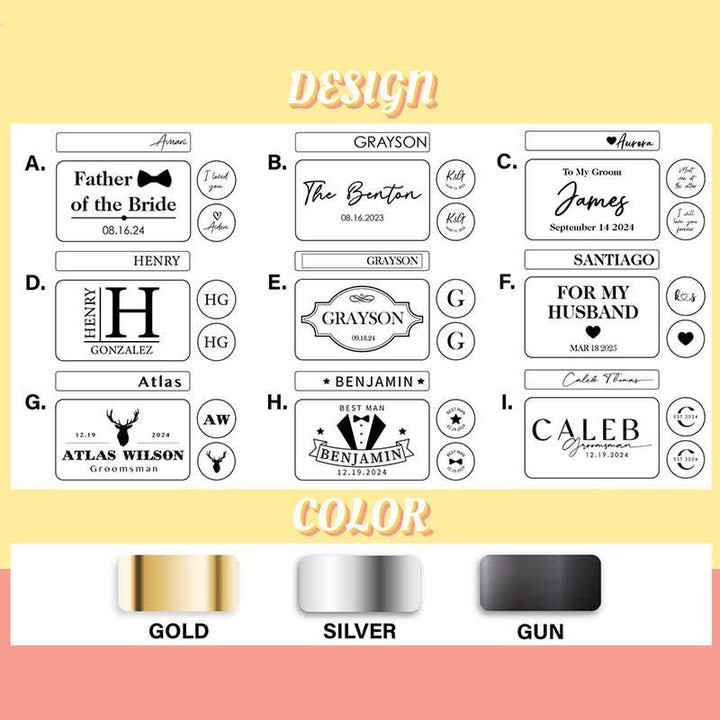 1 Pair Custom Name Metal Cufflinks & Tie Clip Set - image 3