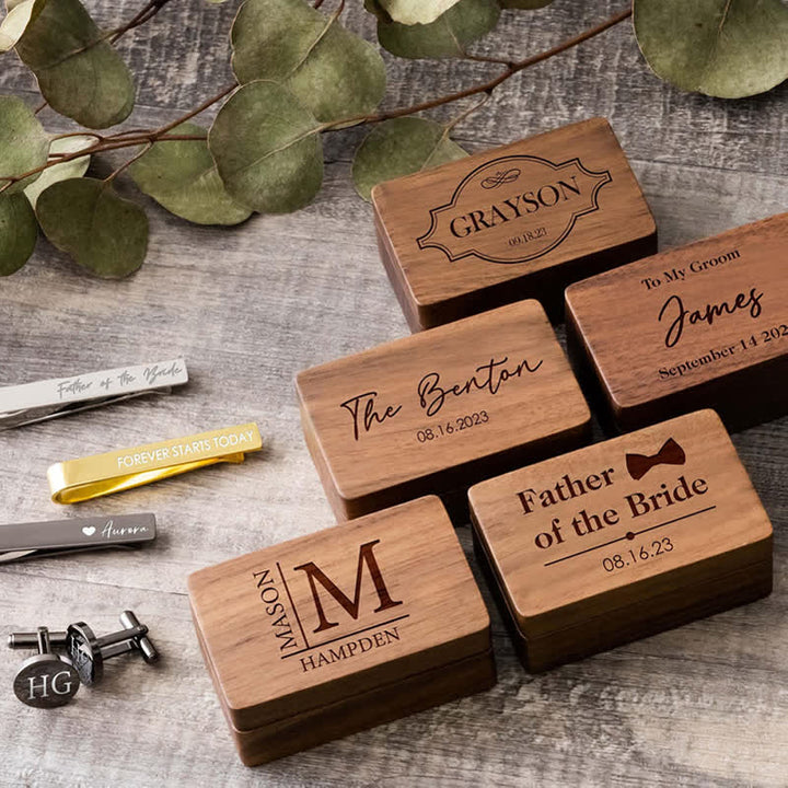 1 Pair Custom Name Metal Cufflinks & Tie Clip Set