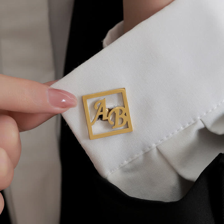 1 Pair Square Custom Letter Hollow Suit Cufflinks
