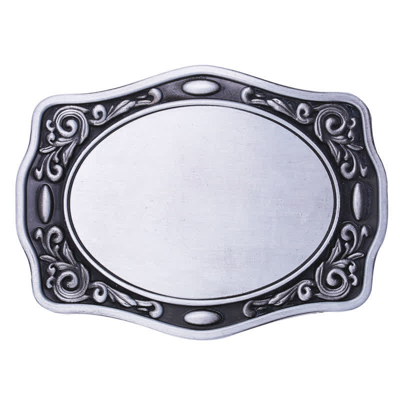 Antique Silver Custom Monogram Name DIY Buckle Leather Belt - Silver - Without Belt - Not Included Belt - image 1