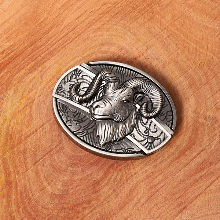 Men's DIY Goat Hidden Folding Knife Leather Belt