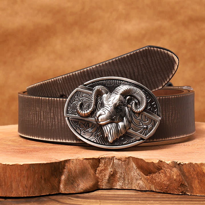 Men's DIY Goat Hidden Folding Knife Leather Belt