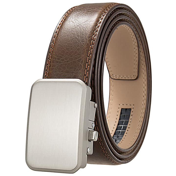 Custom Name Monogram Gift Idea Automatic Buckle Leather Belt - Yellowish-Brown - 46 - image 12