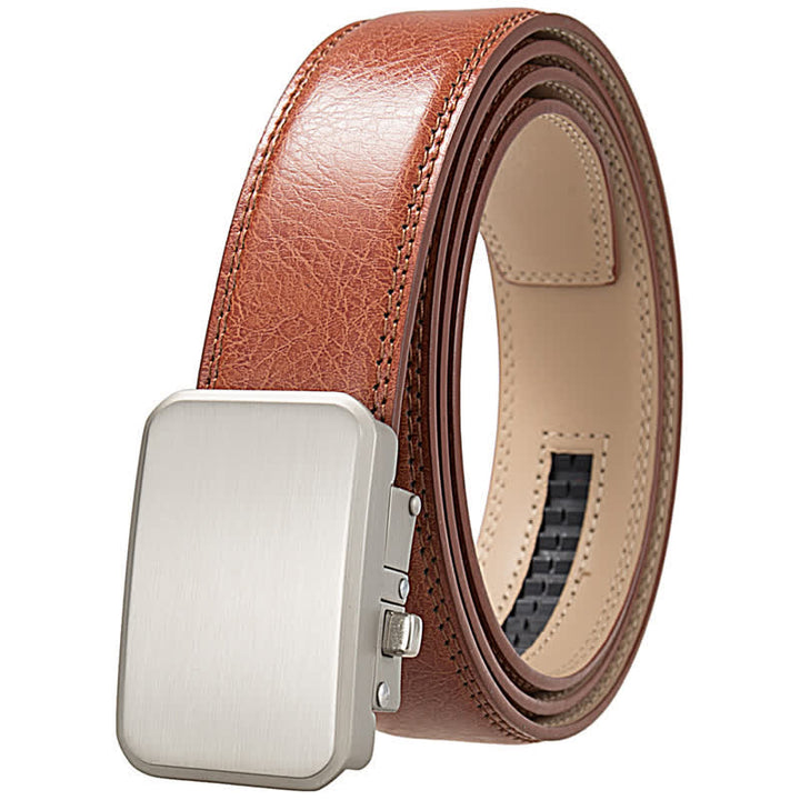 Custom Name Monogram Gift Idea Automatic Buckle Leather Belt - Orange - 46 - image 13