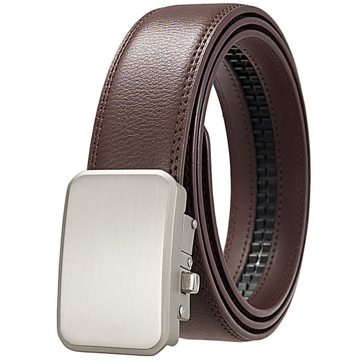 Custom Name Monogram Gift Idea Automatic Buckle Leather Belt - Coffee #1 - 46 - image 9