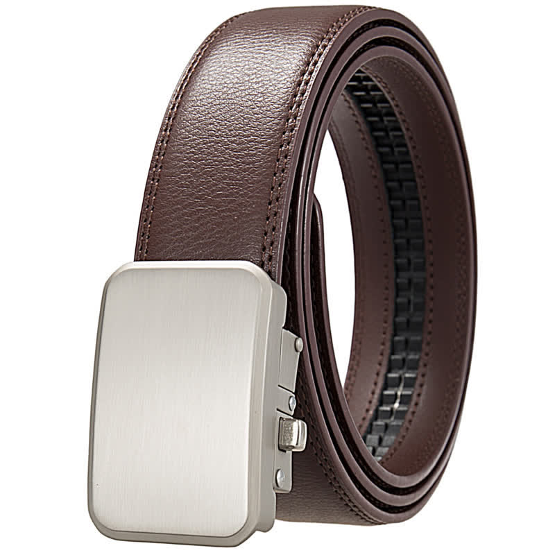 Custom Name Monogram Gift Idea Automatic Buckle Leather Belt - Coffee #1 - 46 - image 8