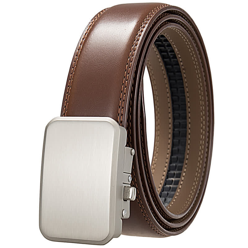 Custom Name Monogram Gift Idea Automatic Buckle Leather Belt - Coffee #2 - 46 - image 10