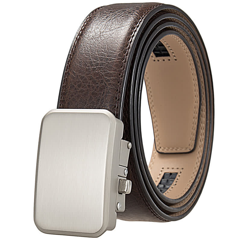 Custom Name Monogram Gift Idea Automatic Buckle Leather Belt - Coffee #3 - 46 - image 10