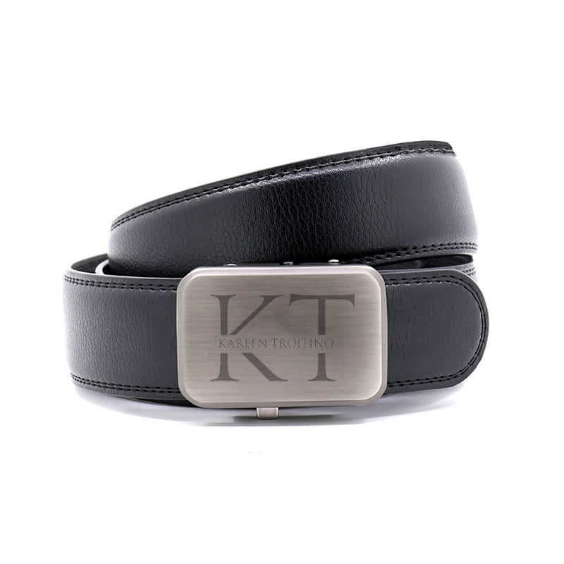 Custom Name Monogram Gift Idea Automatic Buckle Leather Belt - image 1