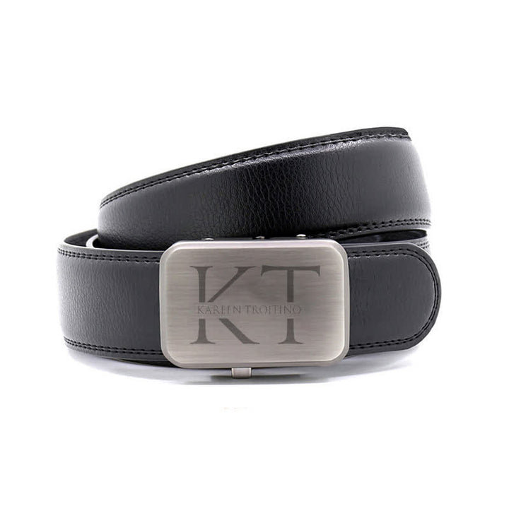 Custom Name Monogram Gift Idea Automatic Buckle Leather Belt - image 1