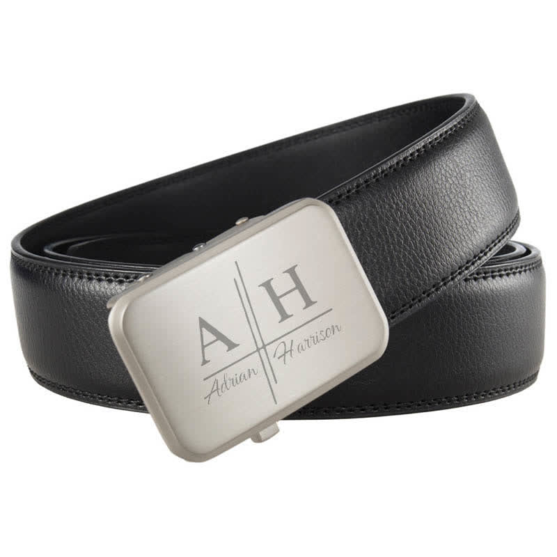 Custom Name Monogram Gift Idea Automatic Buckle Leather Belt - image 3
