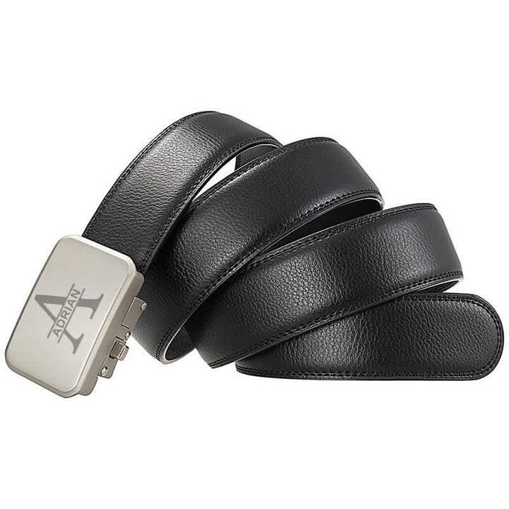 Custom Name Monogram Gift Idea Automatic Buckle Leather Belt - image 4