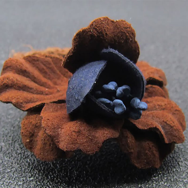 Chestnut Colour Wedding Original Design Flower Cloth Brooch - image 3