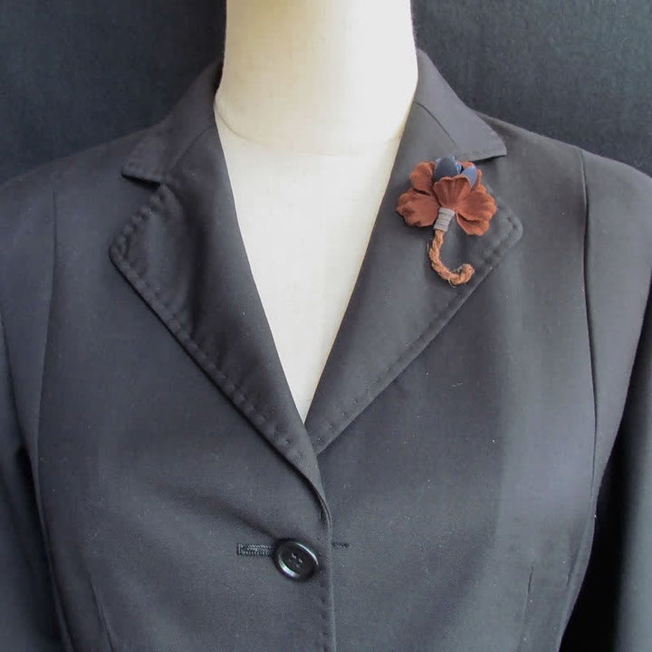 Chestnut Colour Wedding Original Design Flower Cloth Brooch - image 1