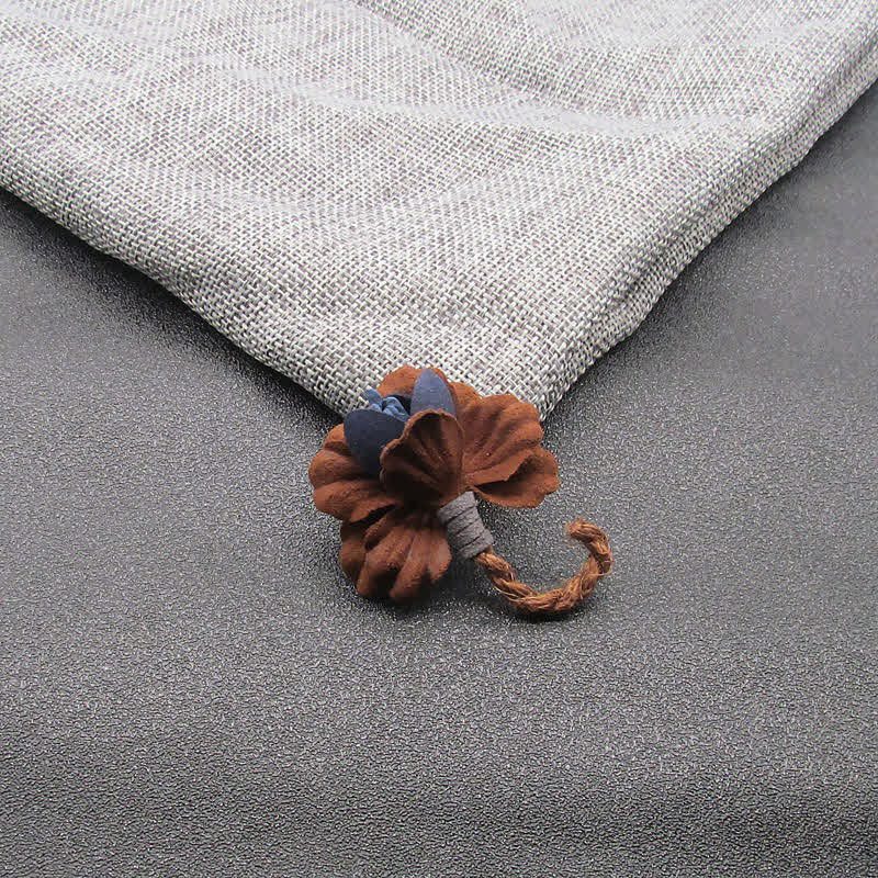 Chestnut Colour Wedding Original Design Flower Cloth Brooch - Chestnut - image 0