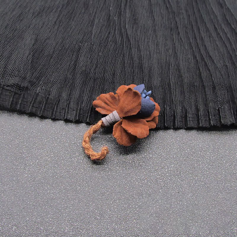 Chestnut Colour Wedding Original Design Flower Cloth Brooch - image 2