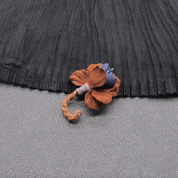 Chestnut Colour Wedding Original Design Flower Cloth Brooch - image 2