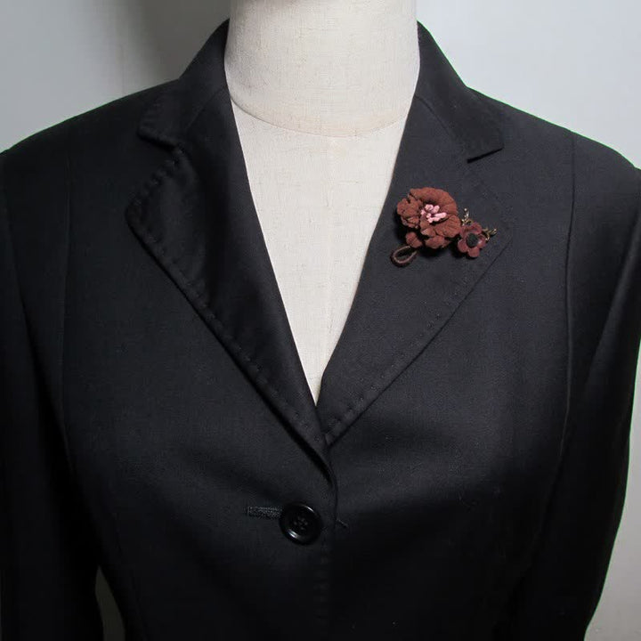 Charming Coffee Wedding Original Design Flower Cloth Brooch
