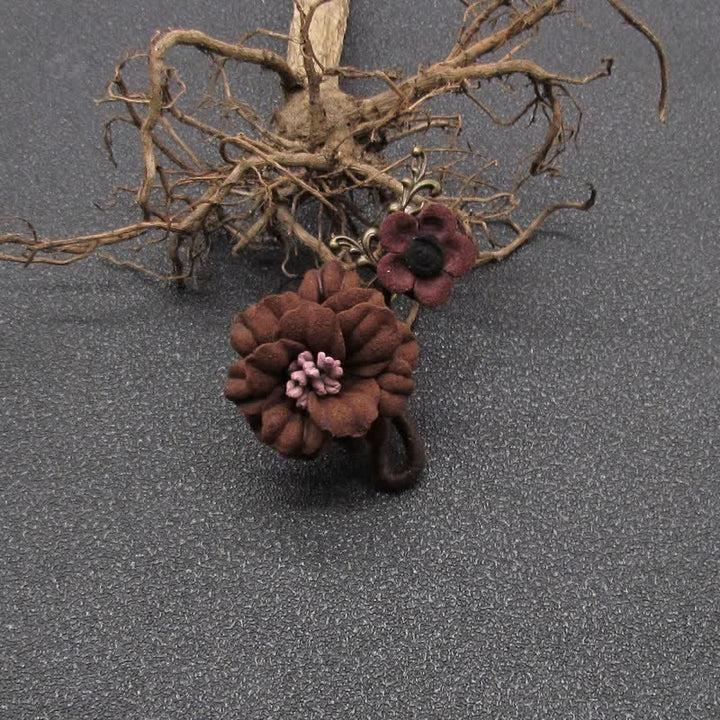 Charming Coffee Wedding Original Design Flower Cloth Brooch - image 2