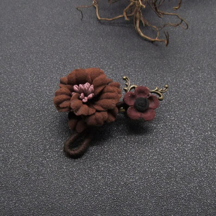 Charming Coffee Wedding Original Design Flower Cloth Brooch - Coffee - image 0