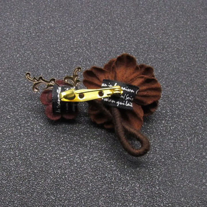 Charming Coffee Wedding Original Design Flower Cloth Brooch