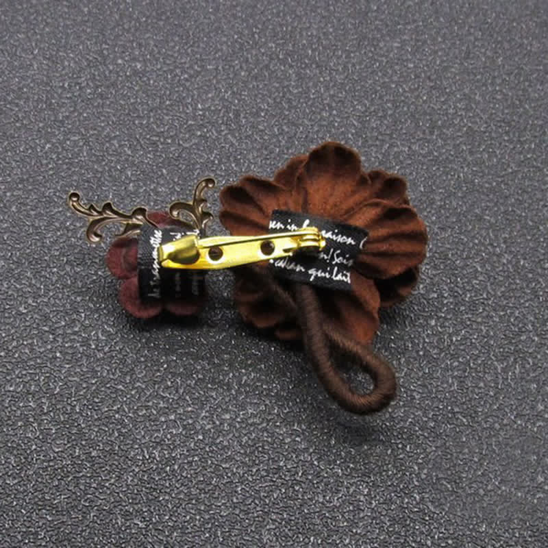 Charming Coffee Wedding Original Design Flower Cloth Brooch - image 4