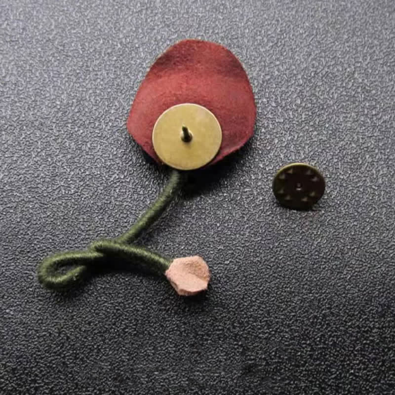 Burgundy & Blue Wedding Original Design Flower Cloth Brooch