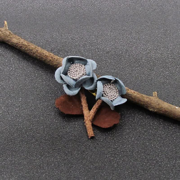 Pale Blue Wedding Original Design Double Flowers Cloth Brooch