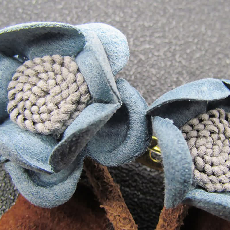 Pale Blue Wedding Original Design Double Flowers Cloth Brooch - image 4