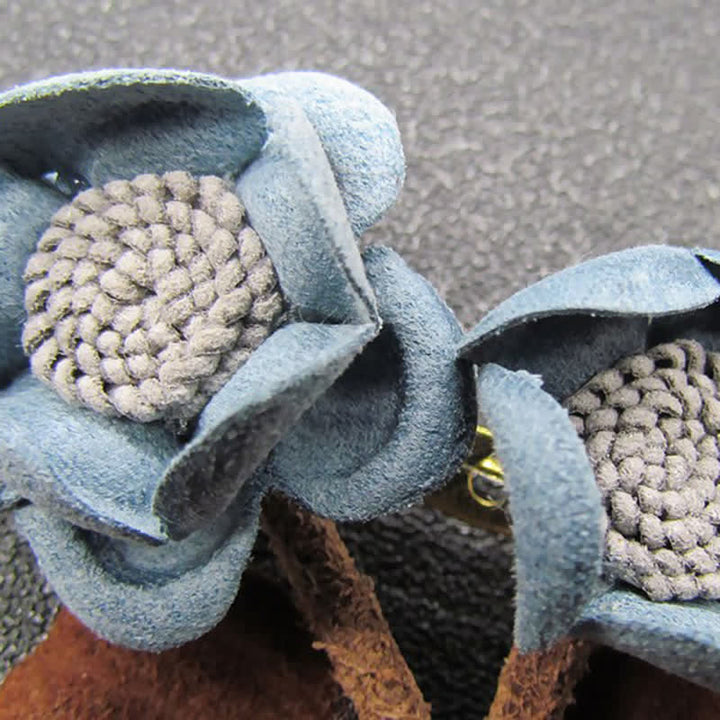 Pale Blue Wedding Original Design Double Flowers Cloth Brooch - image 4