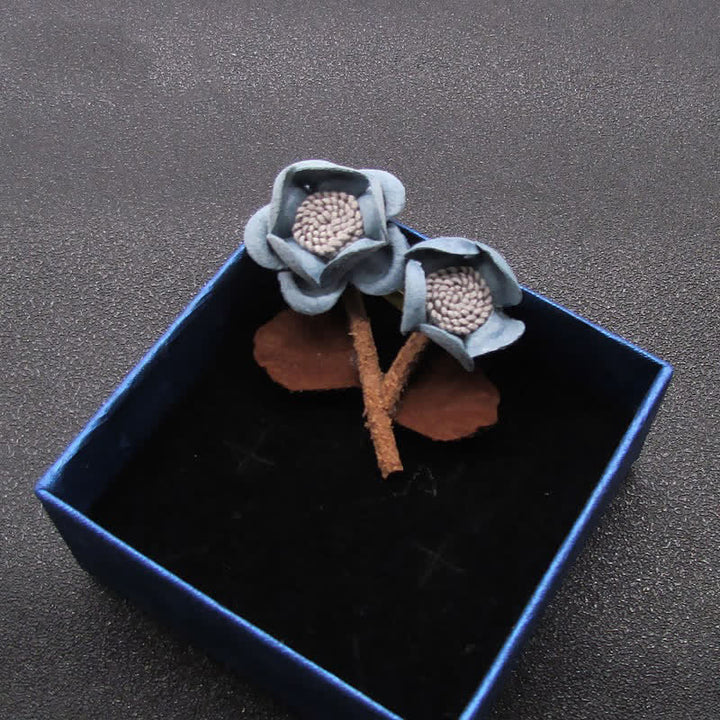 Pale Blue Wedding Original Design Double Flowers Cloth Brooch - image 3