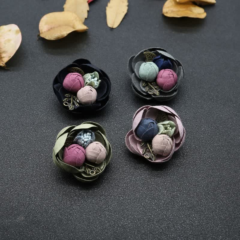 Cute Bud Wedding Original Design Mini Flowers Cloth Brooch - Pink - image 0