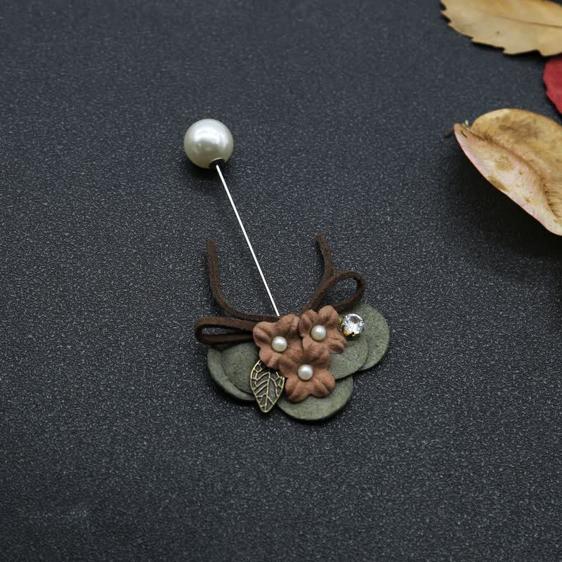 Dark Green Wedding Original Design Flower Cloth Brooch Lapel Pin