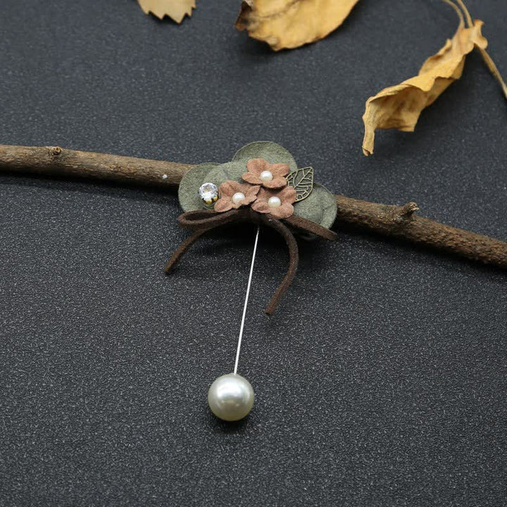 Dark Green Wedding Original Design Flower Cloth Brooch Lapel Pin