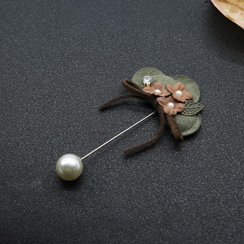 Dark Green Wedding Original Design Flower Cloth Brooch Lapel Pin - image 1