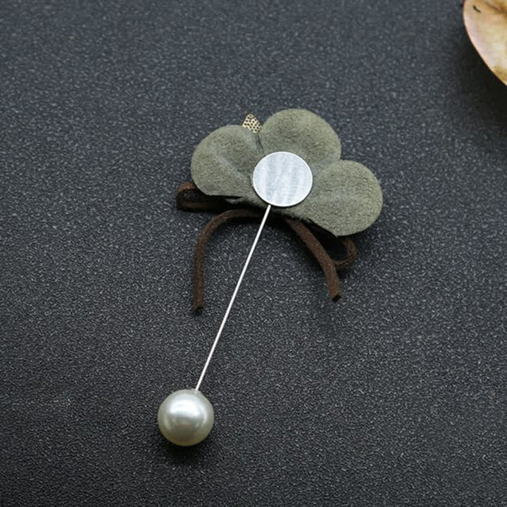 Dark Green Wedding Original Design Flower Cloth Brooch Lapel Pin - image 4