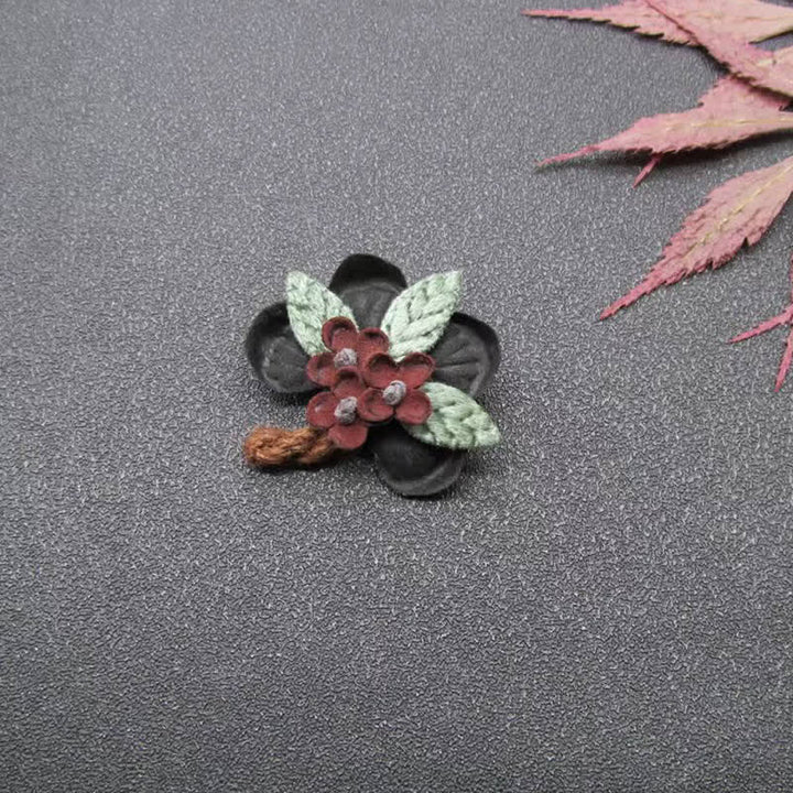 Red Daisy Wedding Original Design Flower Cloth Brooch