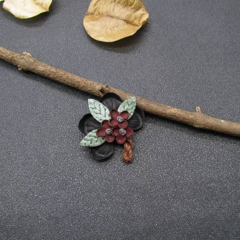 Red Daisy Wedding Original Design Flower Cloth Brooch - Black - image 0