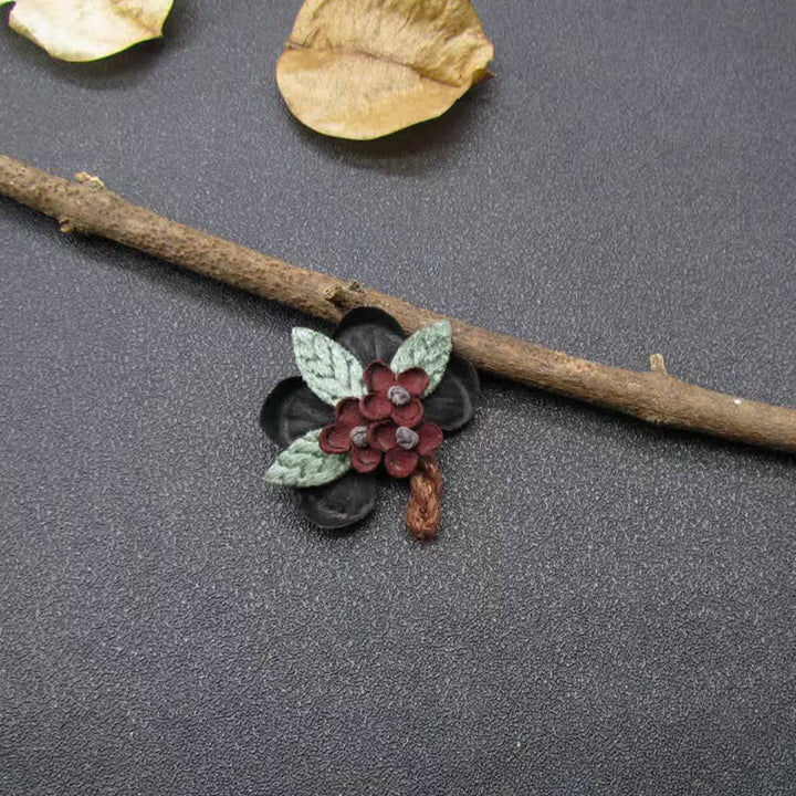 Red Daisy Wedding Original Design Flower Cloth Brooch - Black - image 0