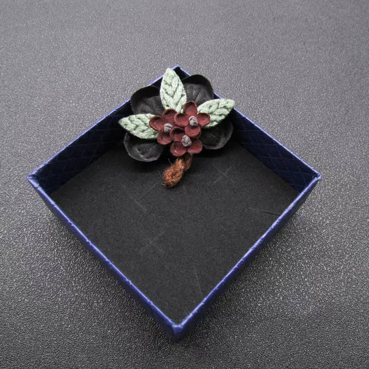 Red Daisy Wedding Original Design Flower Cloth Brooch - image 3