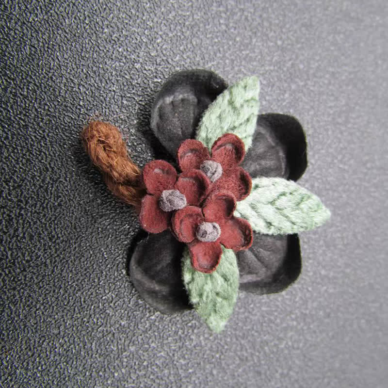 Red Daisy Wedding Original Design Flower Cloth Brooch - image 2