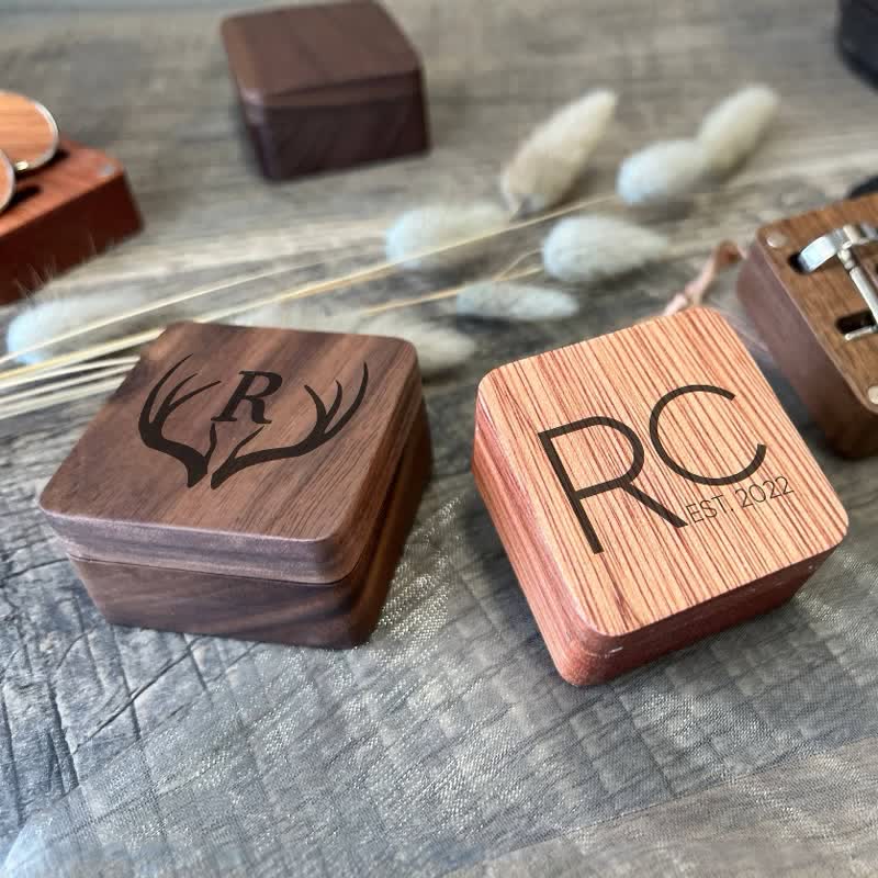 1 Pair Classic Custom Name Wooden Cufflinks with Box - image 1
