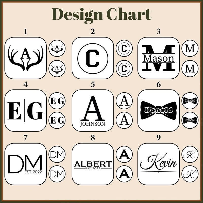 1 Pair Classic Custom Name Wooden Cufflinks with Box